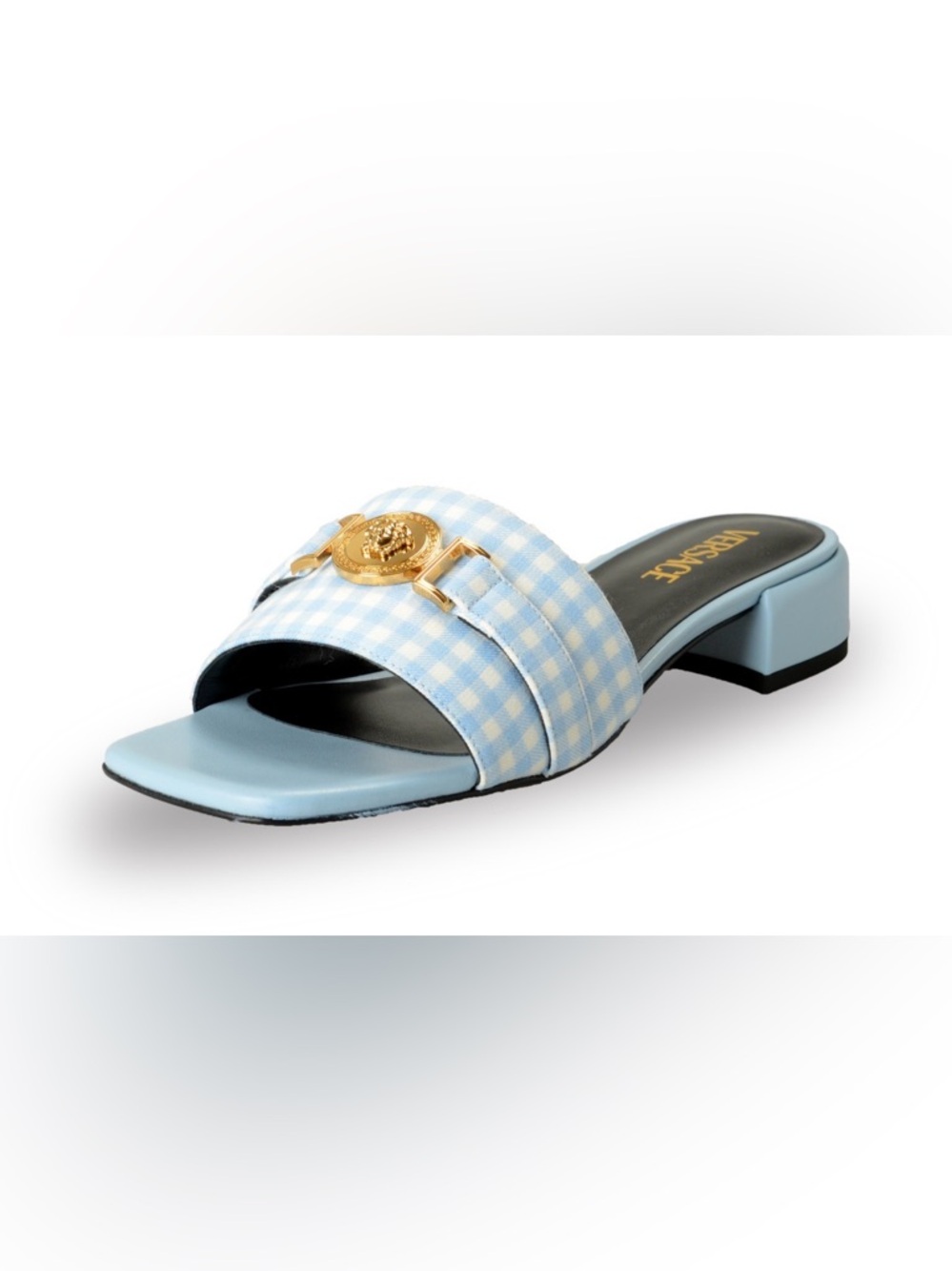 VERSACE
Versace Women's Blue Leather Gold Medusa Sandals Flip Flop Shoes